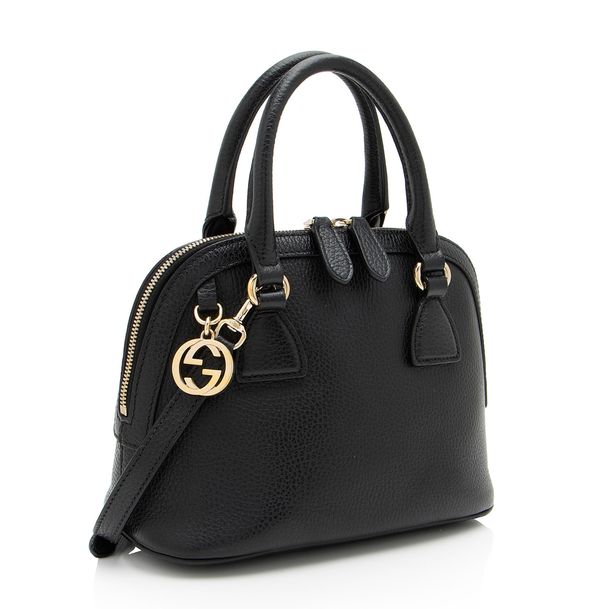 Gucci Leather GG Charm Dome Small Shoulder Bag (SHF-RTrfn9)