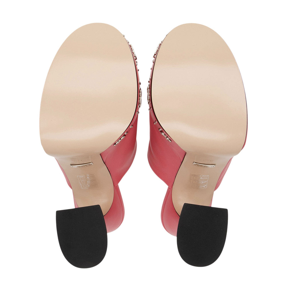 Gucci Leather GG Embellished Janaya Platform Sandals - Size 7.5 / 37.5