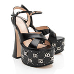Gucci Leather GG Embellished Platform Sandals - Size 6 / 36