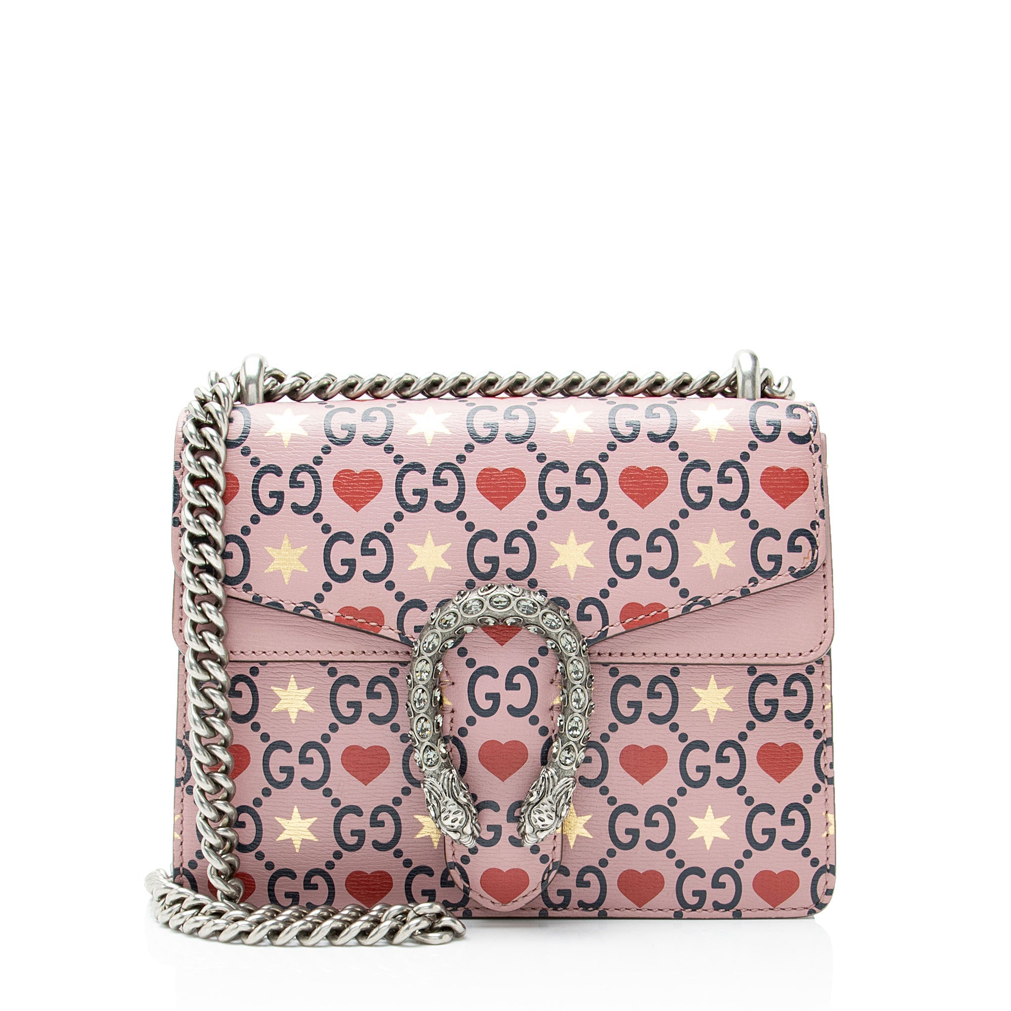 Gucci Leather Crystal Valentines Dionysus Small Shoulder Bag