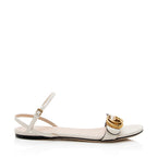 Gucci Leather GG Marmont Ankle Wrap Flat Sandals - Size 6.5 / 36.5 (SHF-20686)