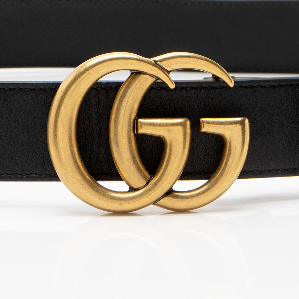 Gucci Leather GG Marmont Slim Belt - Size 32 / 80