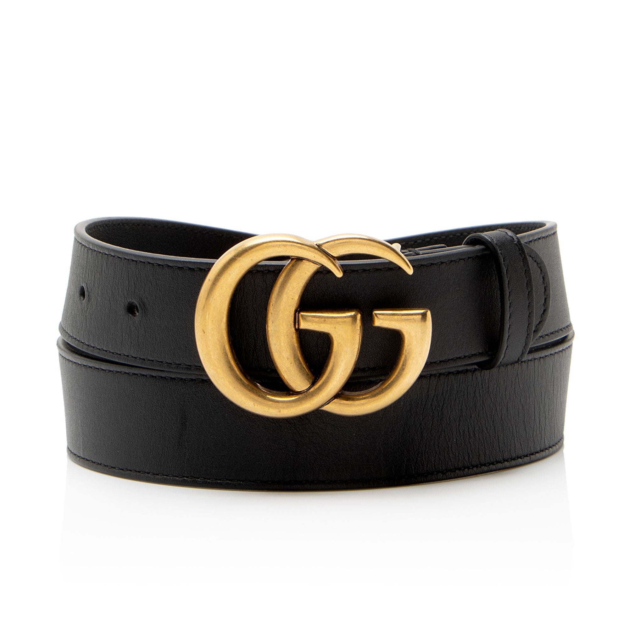 Gucci Leather GG Marmont Slim Belt - Size 32 / 80