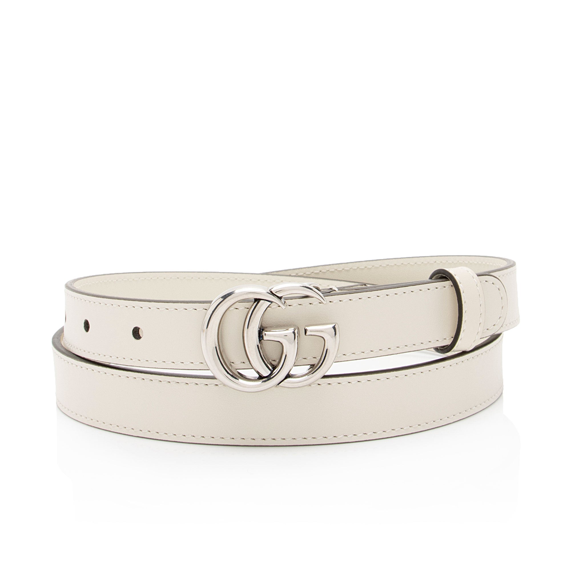 Gucci Leather GG Marmont Slim Belt - Size 34 / 85 (SHF-4gPvWN)