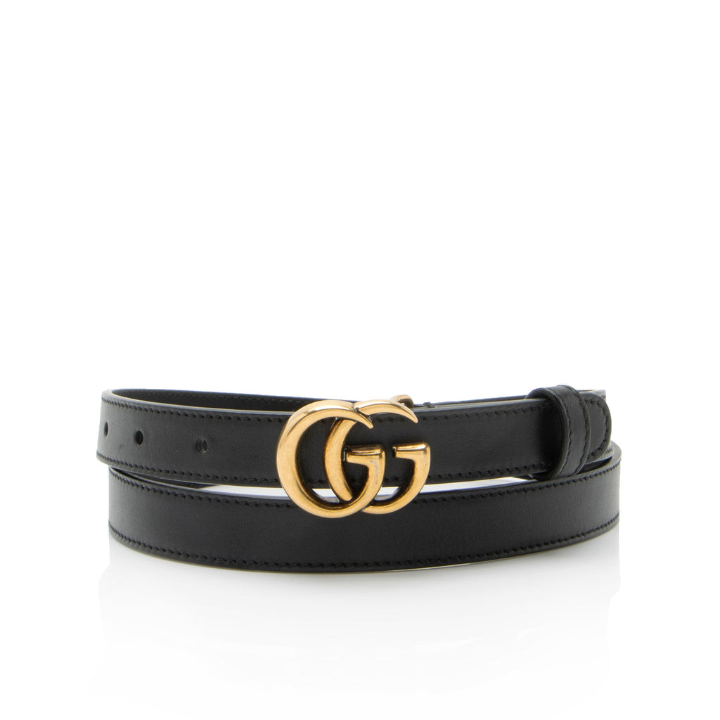 Gucci Leather GG Marmont Slim Belt - Size 34 / 85