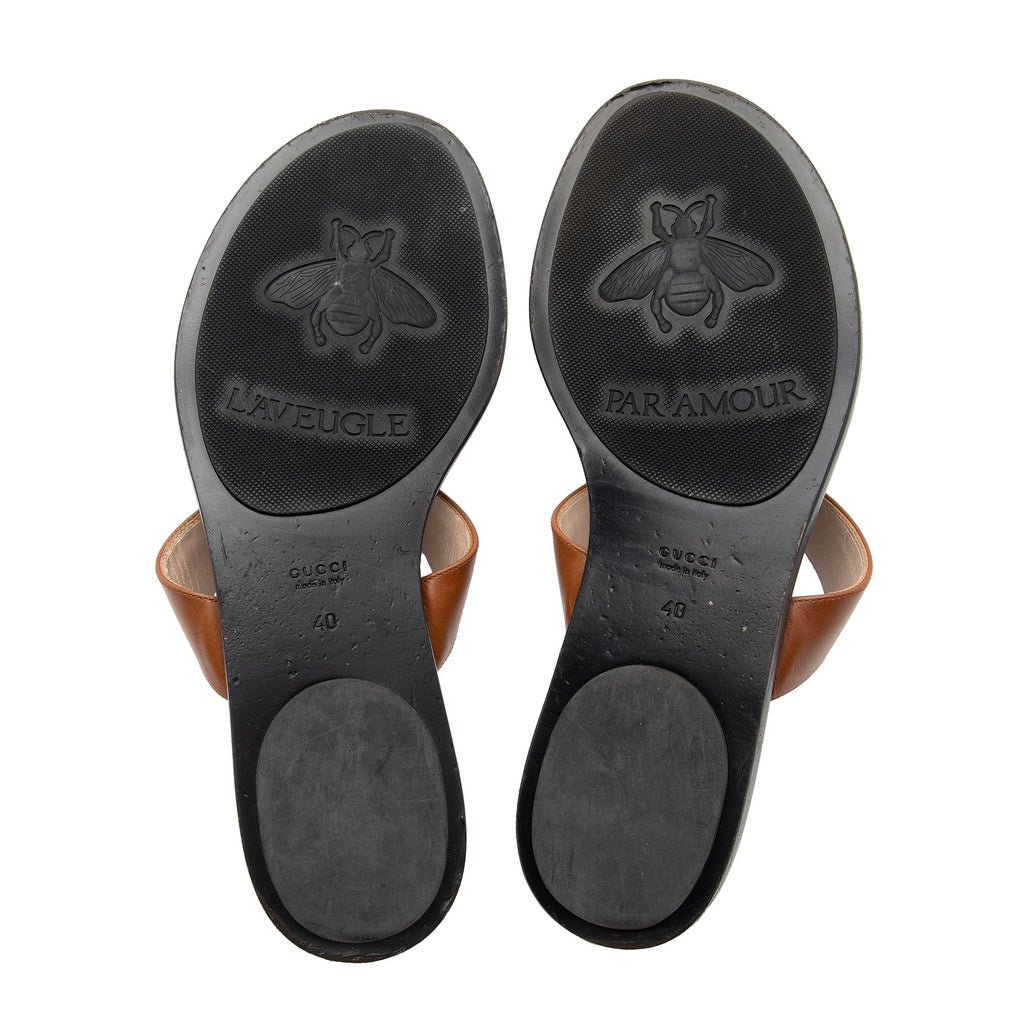 Gucci Leather GG Marmont Thong Sandals - Size 10 / 40 (SHF-8lraB5)