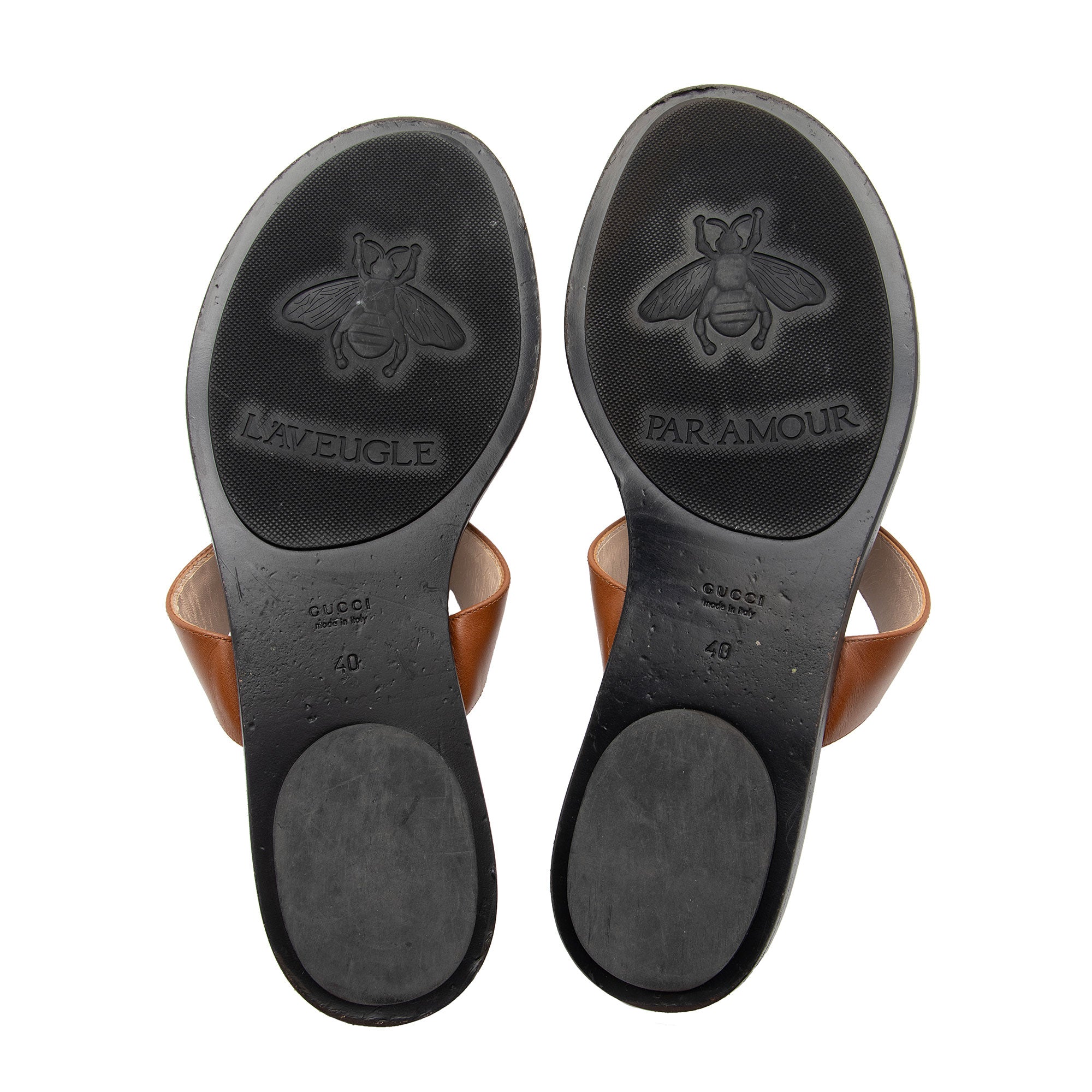 Gucci Leather GG Marmont Thong Sandals - Size 10 / 40 (SHF-8lraB5)