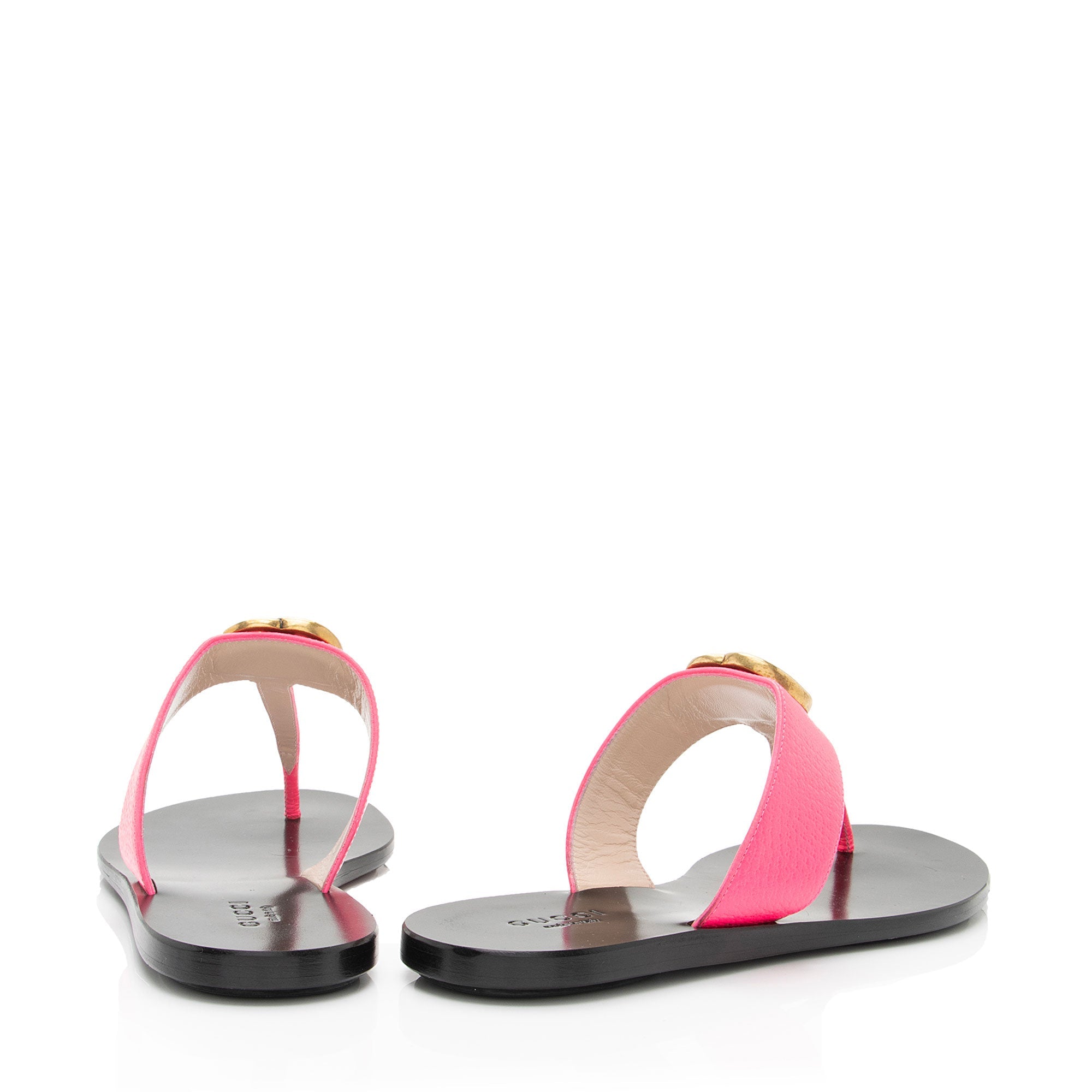 Gucci Leather GG Marmont T Strap Sandals - Size 6 / 36 (SHF-MHM08Q)