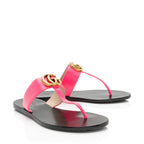Gucci Leather GG Marmont T Strap Sandals - Size 6 / 36 (SHF-MHM08Q)