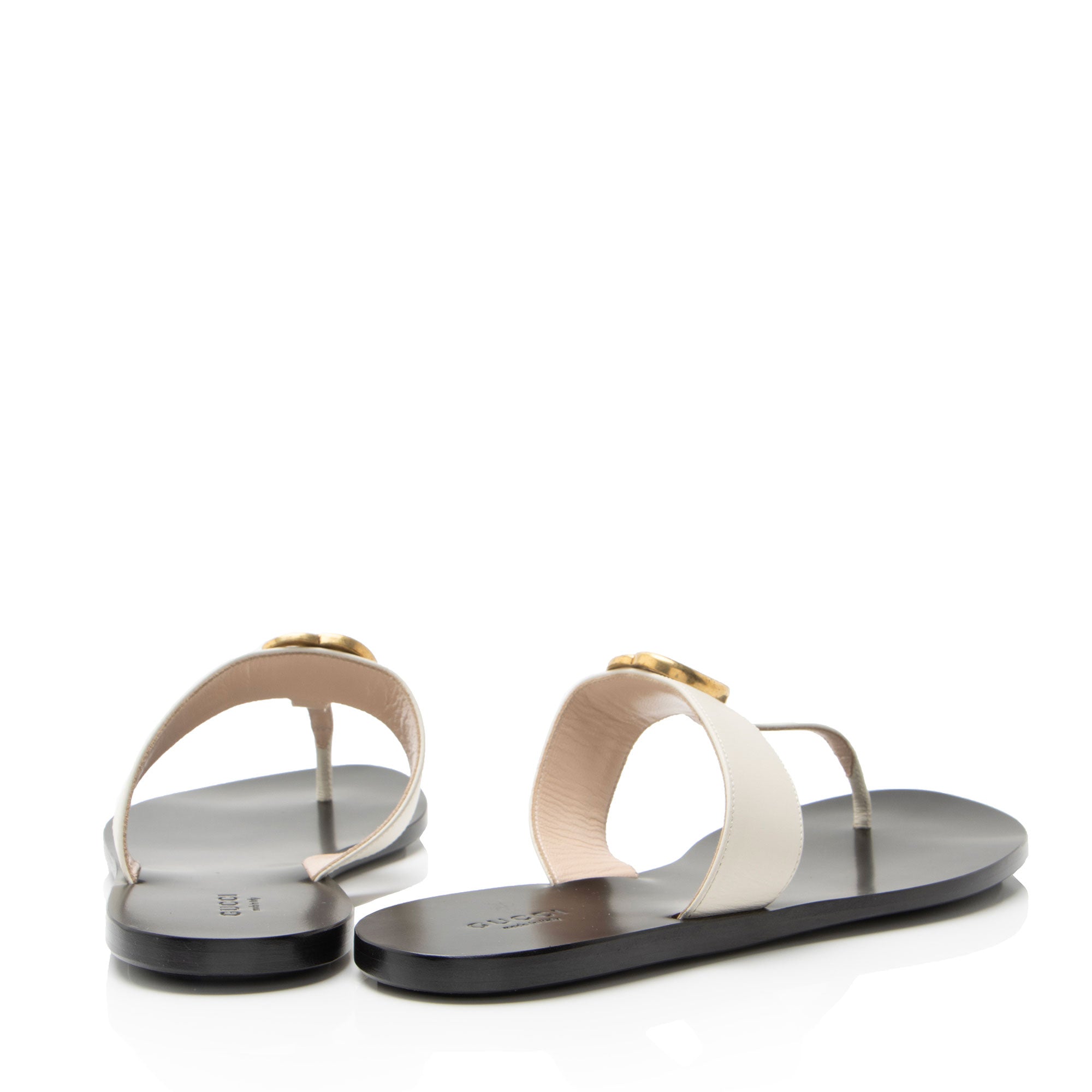 Gucci Leather GG Marmont Thong Sandals - Size 9.5 / 39.5