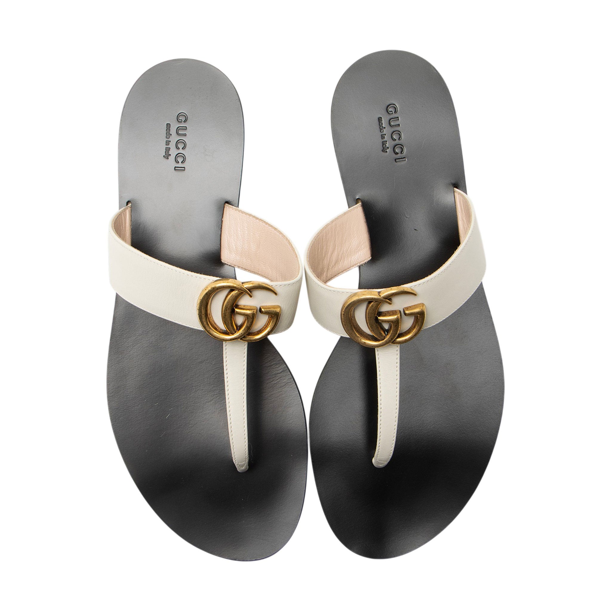 Gucci Leather GG Marmont Thong Sandals - Size 9.5 / 39.5