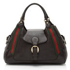 Gucci Leather Heritage Web Buckle Medium Satchel