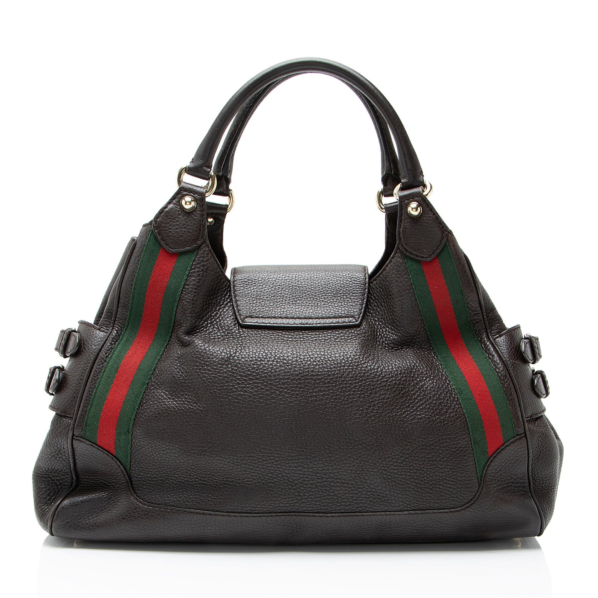 Gucci Leather Heritage Web Buckle Medium Satchel