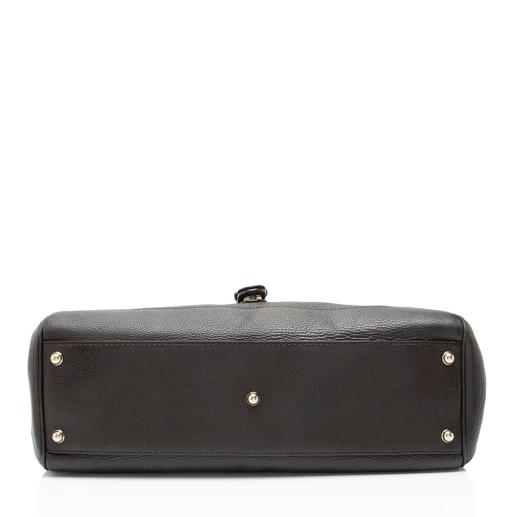 Gucci Leather Heritage Web Buckle Medium Satchel