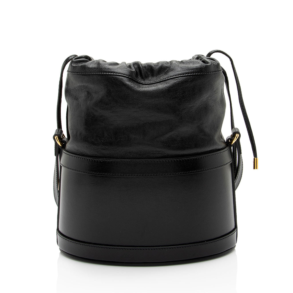 Gucci Leather Horsebit 1955 Drawstring Bucket Bag (SHF-gQJSRI)