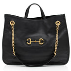 Gucci Leather Horsebit 1955 Chain Large Tote (SHF-LnlXOo)