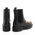 Gucci Leather Horsebit Chain Ankle Boots - Size 7 / 37