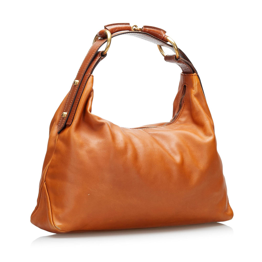 Gucci Leather Horsebit Hobo (SHG-OUFvKC)