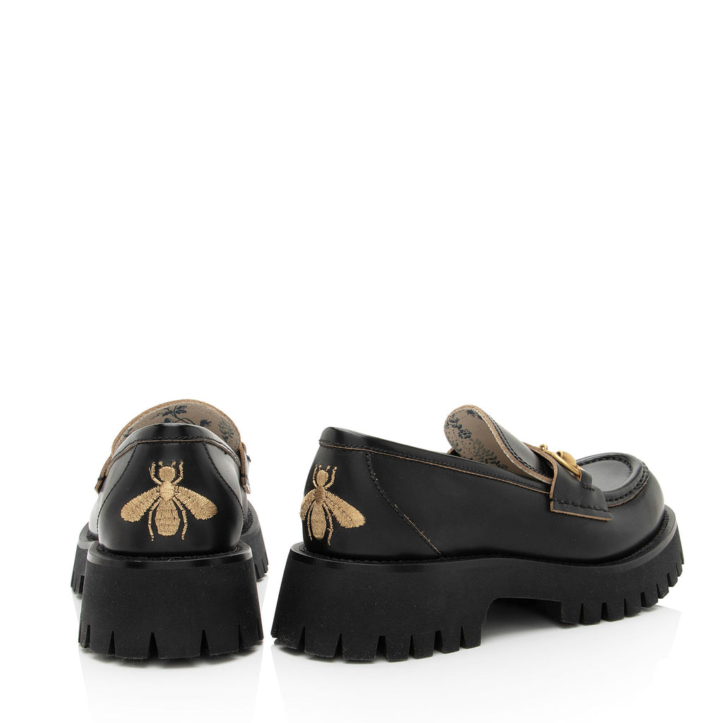 Gucci Leather Horsebit Lug Sole Loafers - Size 7 / 37