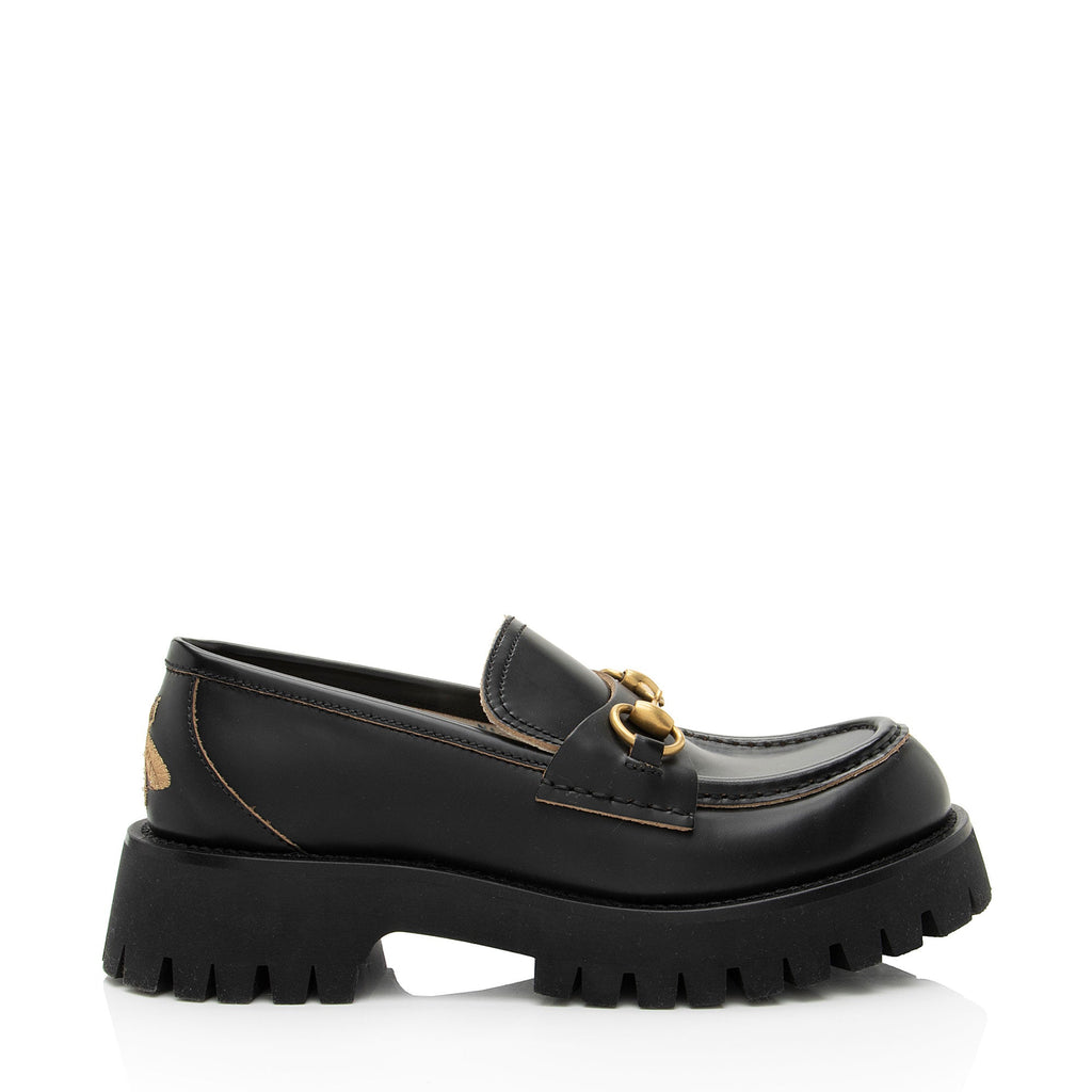 Gucci Leather Horsebit Lug Sole Loafers - Size 7 / 37