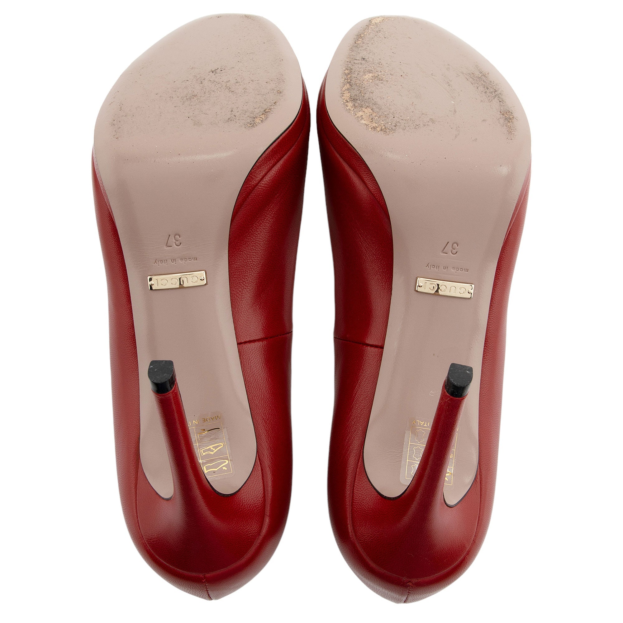 Gucci Leather Horsebit Peep Toe Pumps - Size 7 / 37 (SHF-AxyIGd)