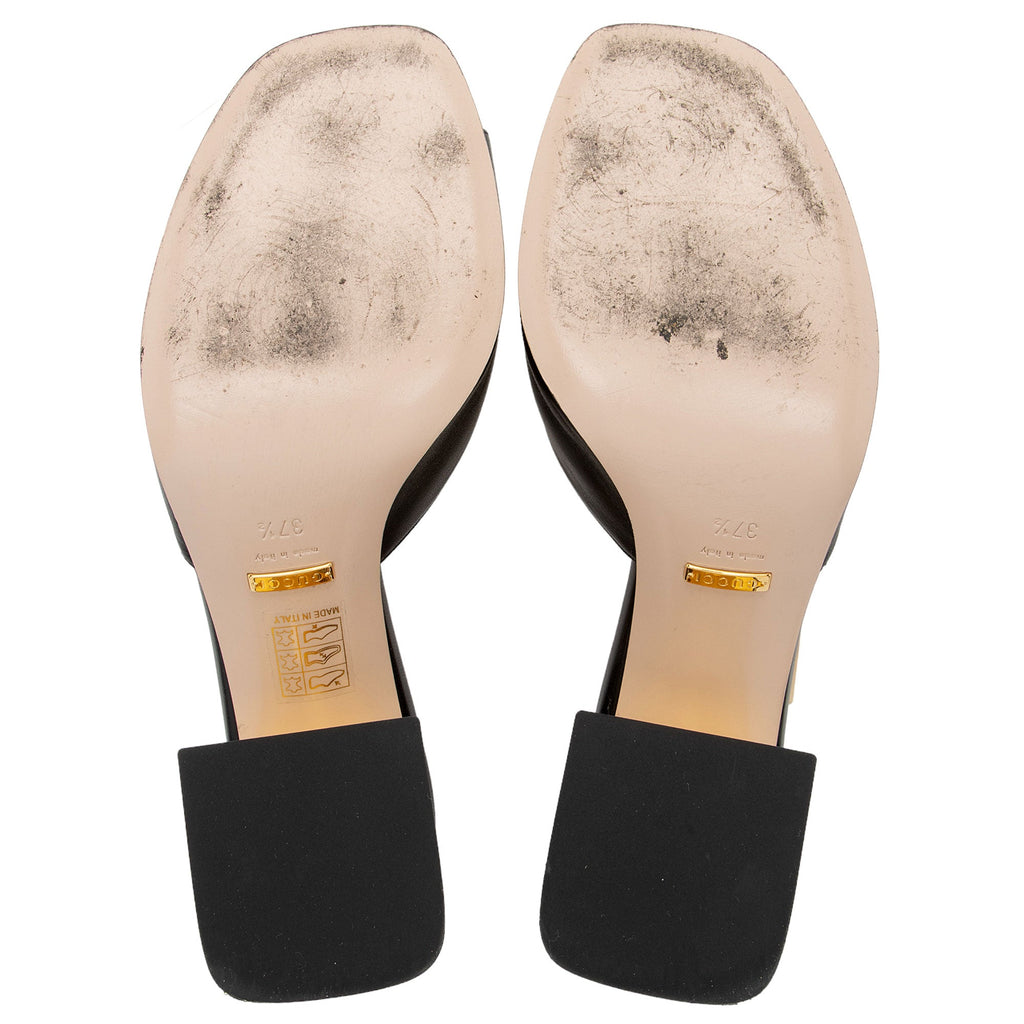 Gucci Leather Horsebit Slide Sandals - Size 7.5 / 37.5