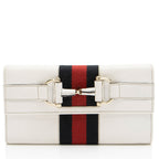 Gucci Leather Horsebit Web Continental Wallet (SHF-yXh8tm)