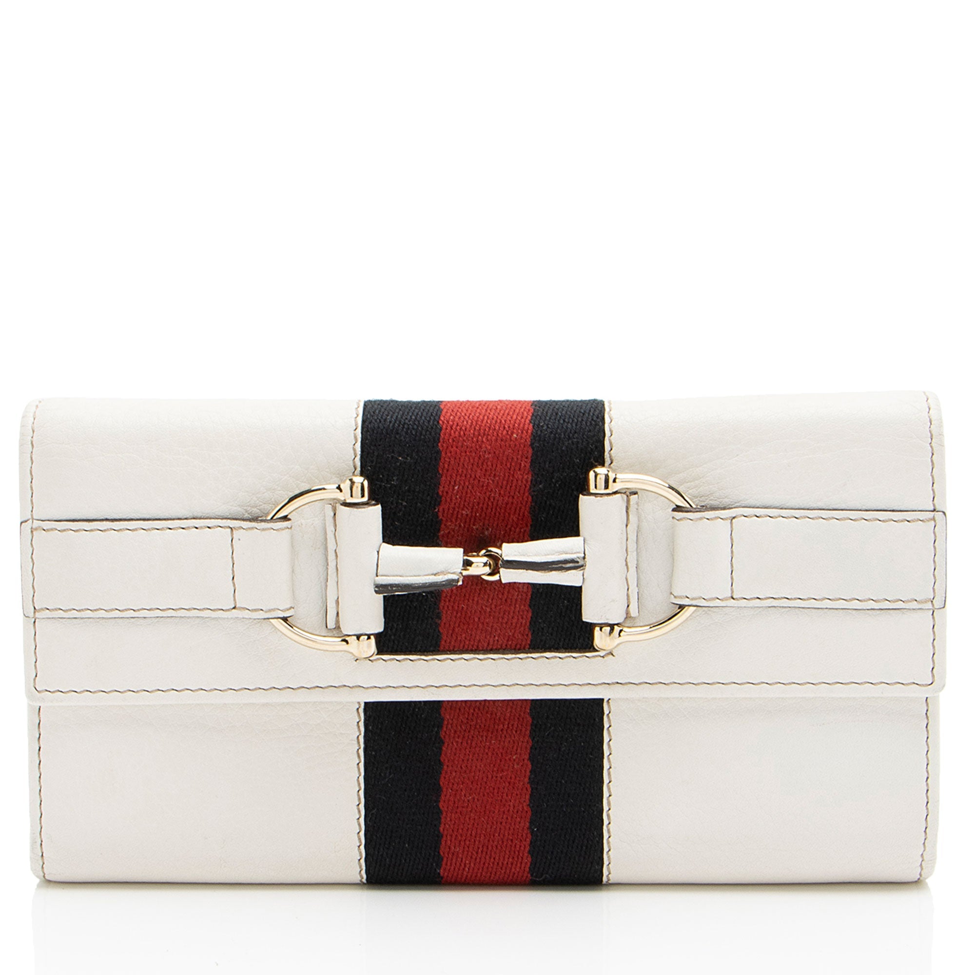 Gucci Leather Horsebit Web Continental Wallet (SHF-yXh8tm)