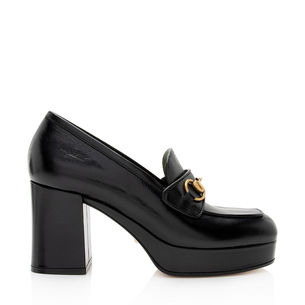 Gucci Leather Horsebit Platform Loafers - Size 8 / 38 (SHF-5KQ35o)