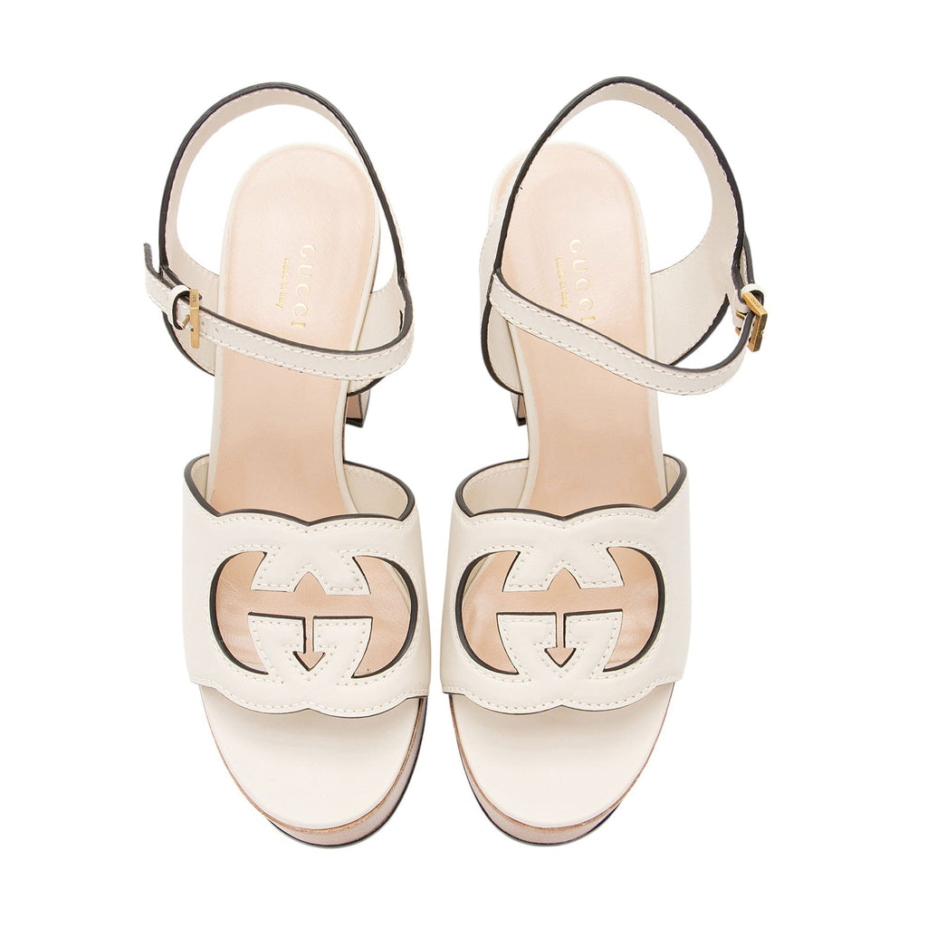 Gucci Leather Interlocking G Cutout Platform Sandals - Size 9.5 / 39.5