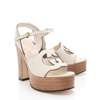 Gucci Leather Interlocking G Cutout Platform Sandals - Size 9.5 / 39.5