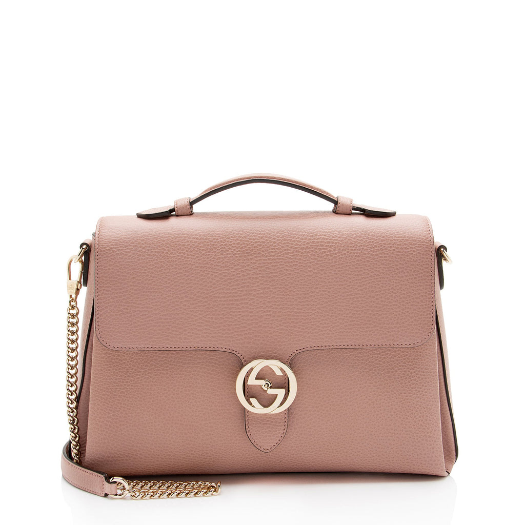 Gucci Leather Interlocking G Medium Top Handle
