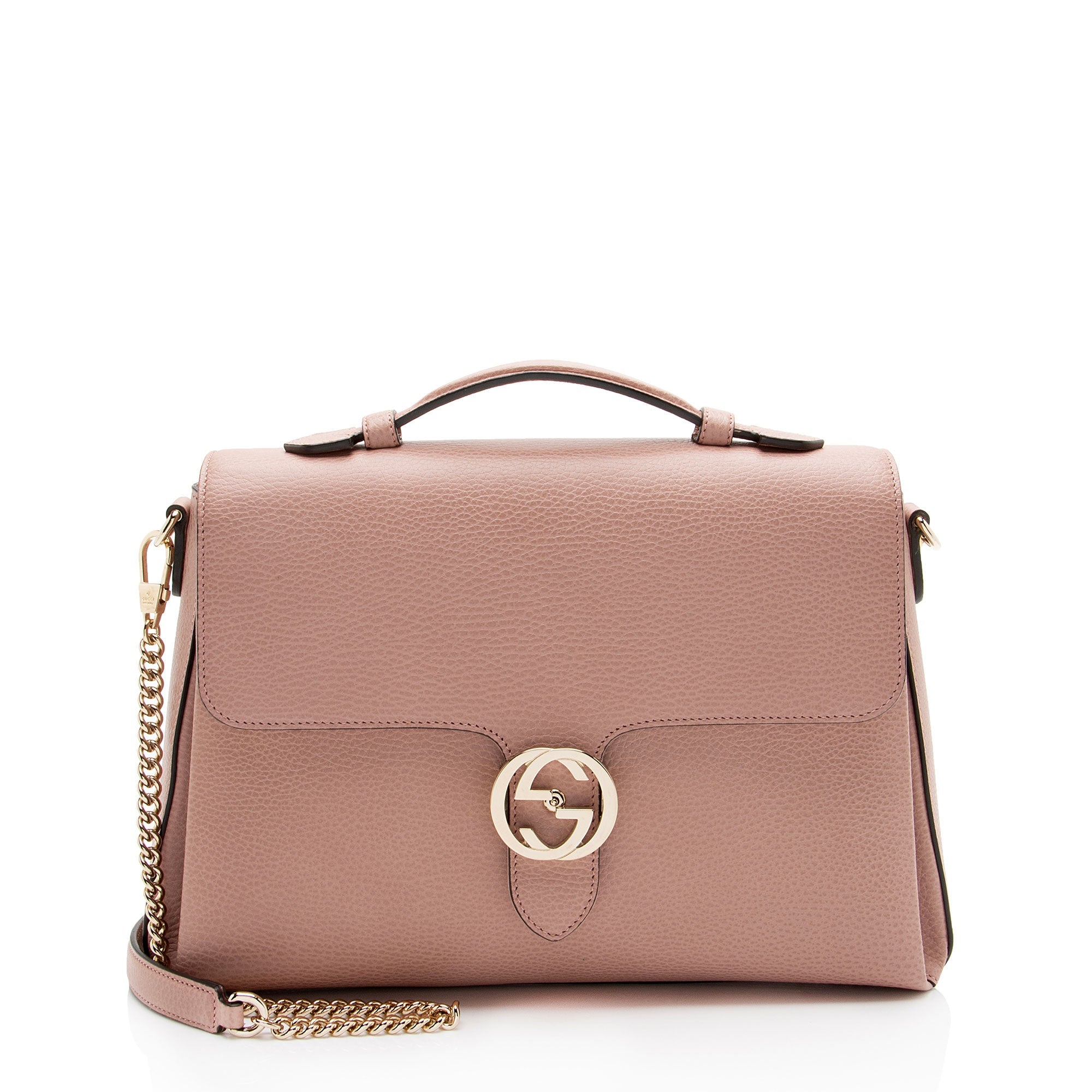 Gucci Leather Interlocking G Medium Top Handle