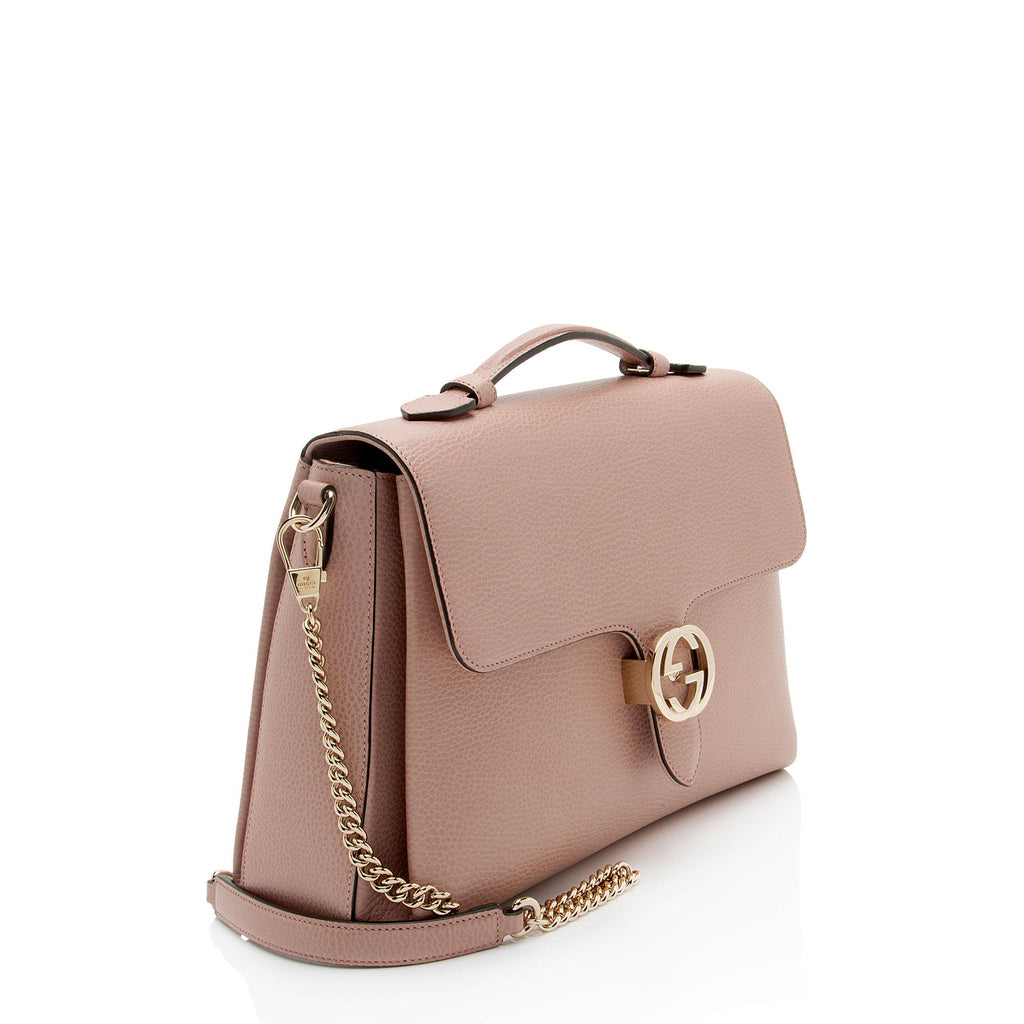 Gucci Leather Interlocking G Medium Top Handle