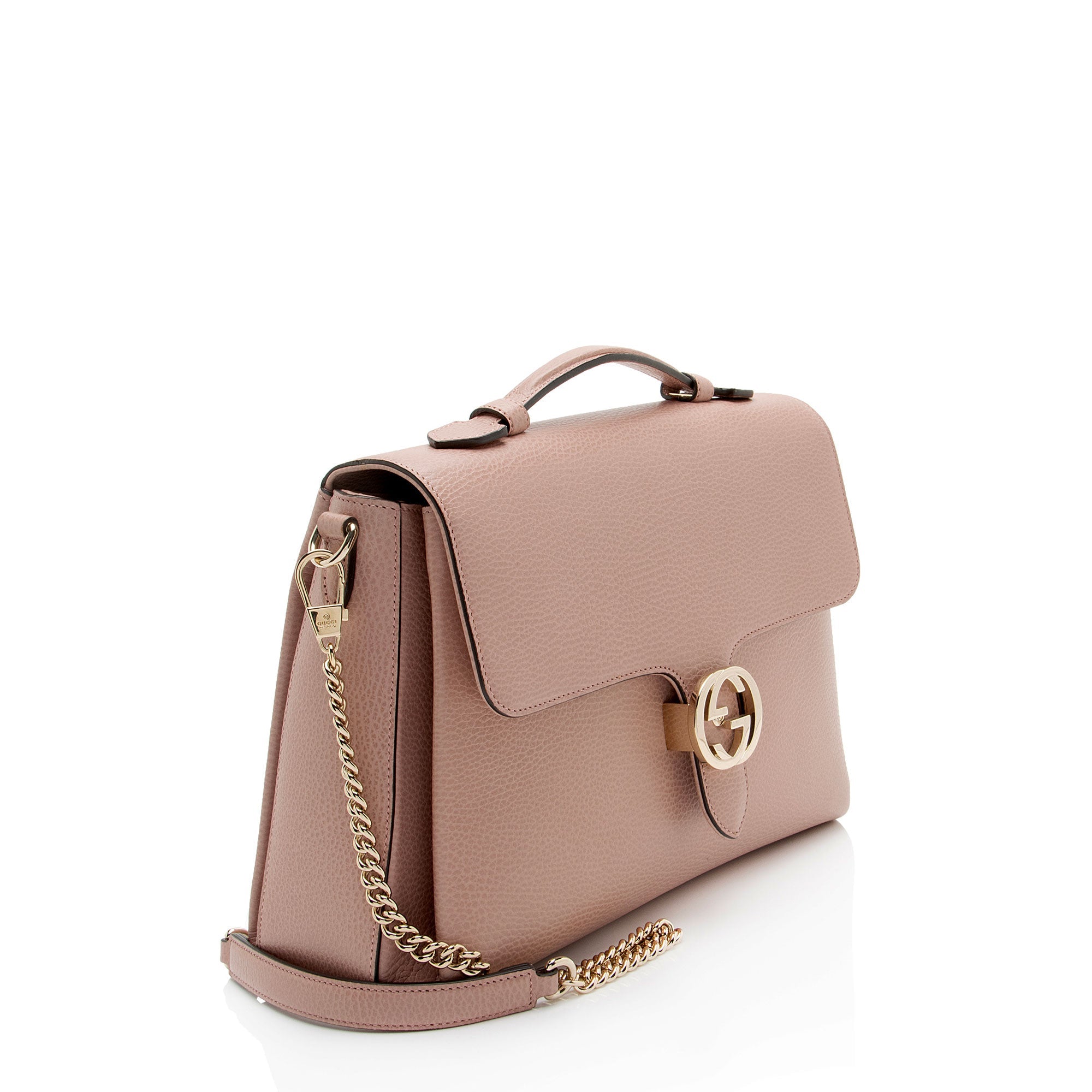 Gucci Leather Interlocking G Medium Top Handle