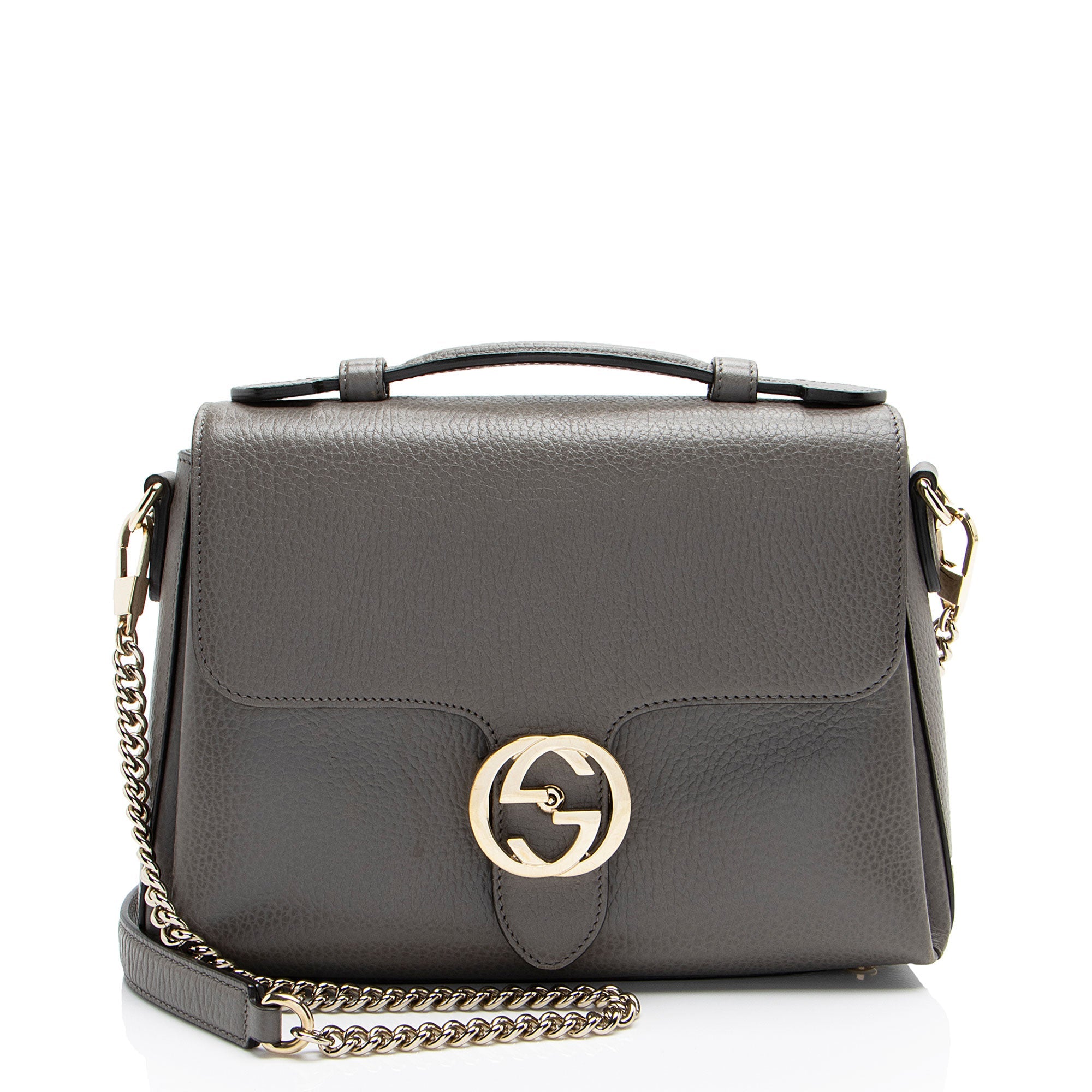 Gucci Leather Interlocking G Small Top Handle (SHF-ug7uku)