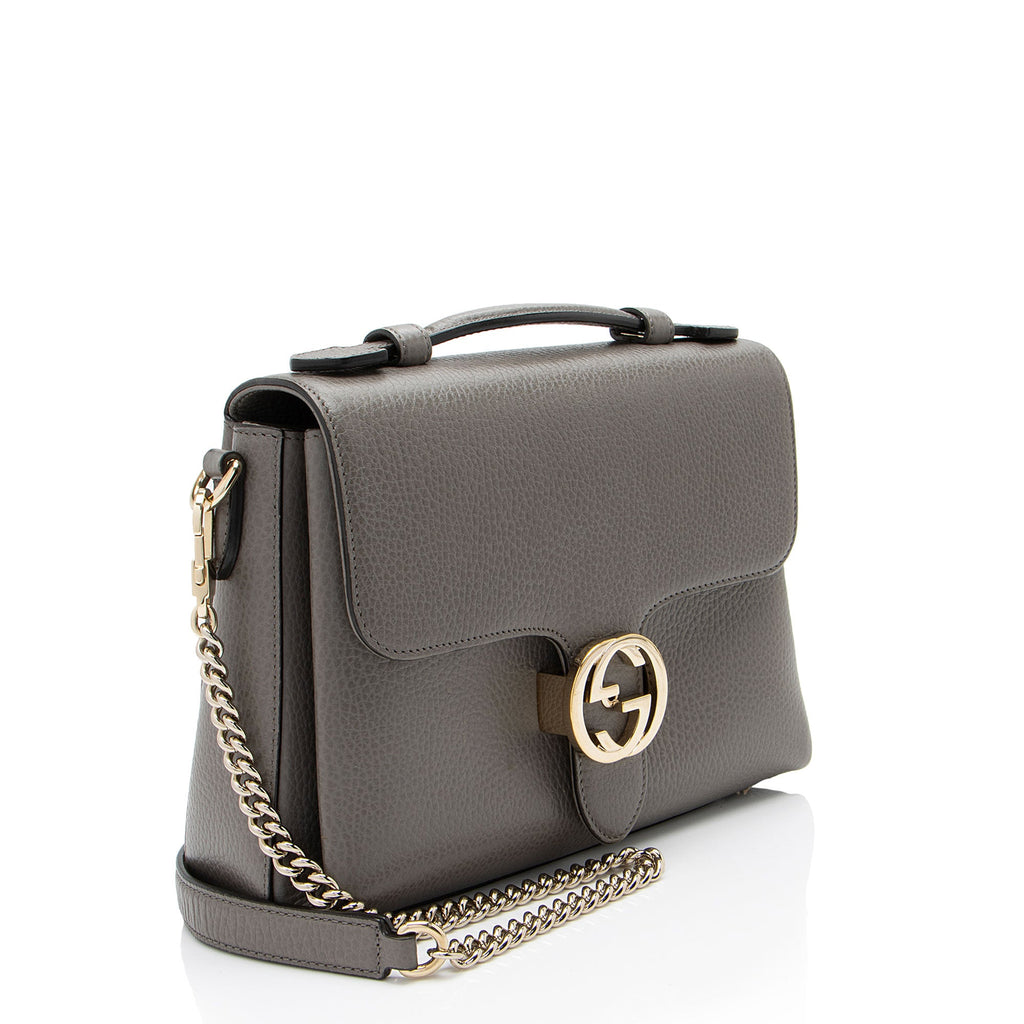 Gucci Leather Interlocking G Small Top Handle (SHF-ug7uku)