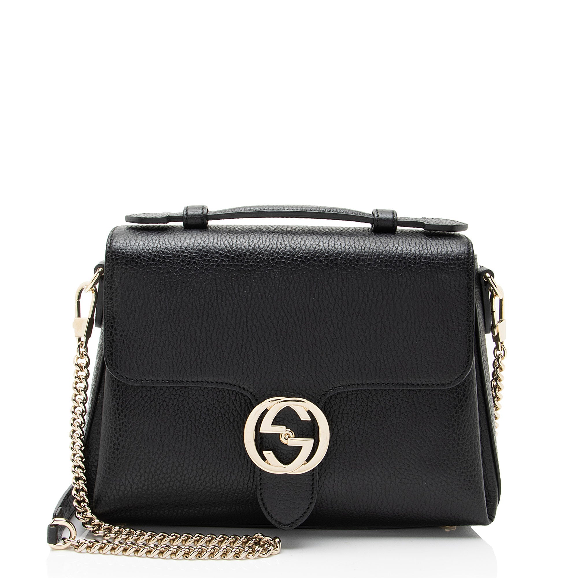 Gucci Leather Interlocking G Small Top Handle