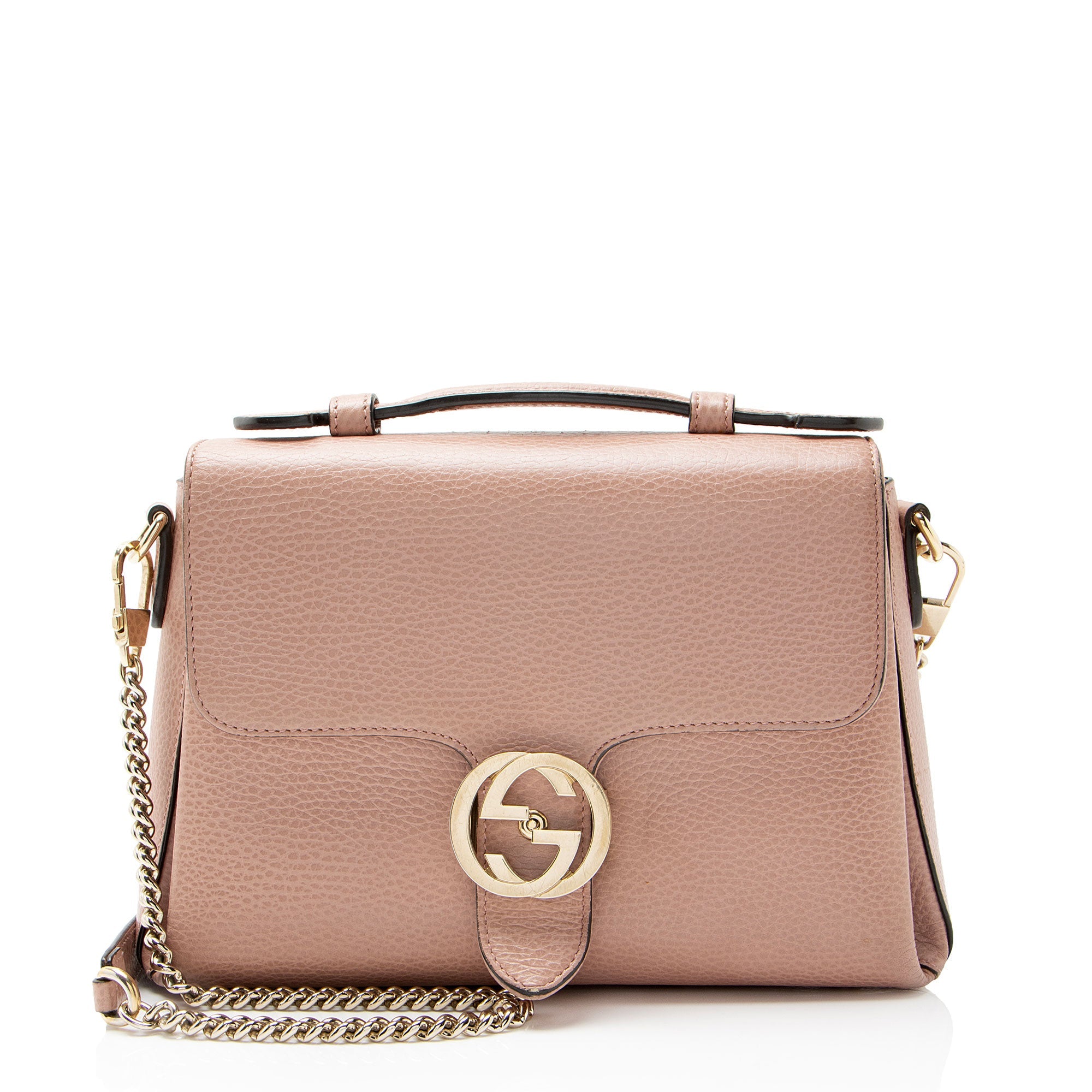 Gucci Leather Interlocking G Small Top Handle