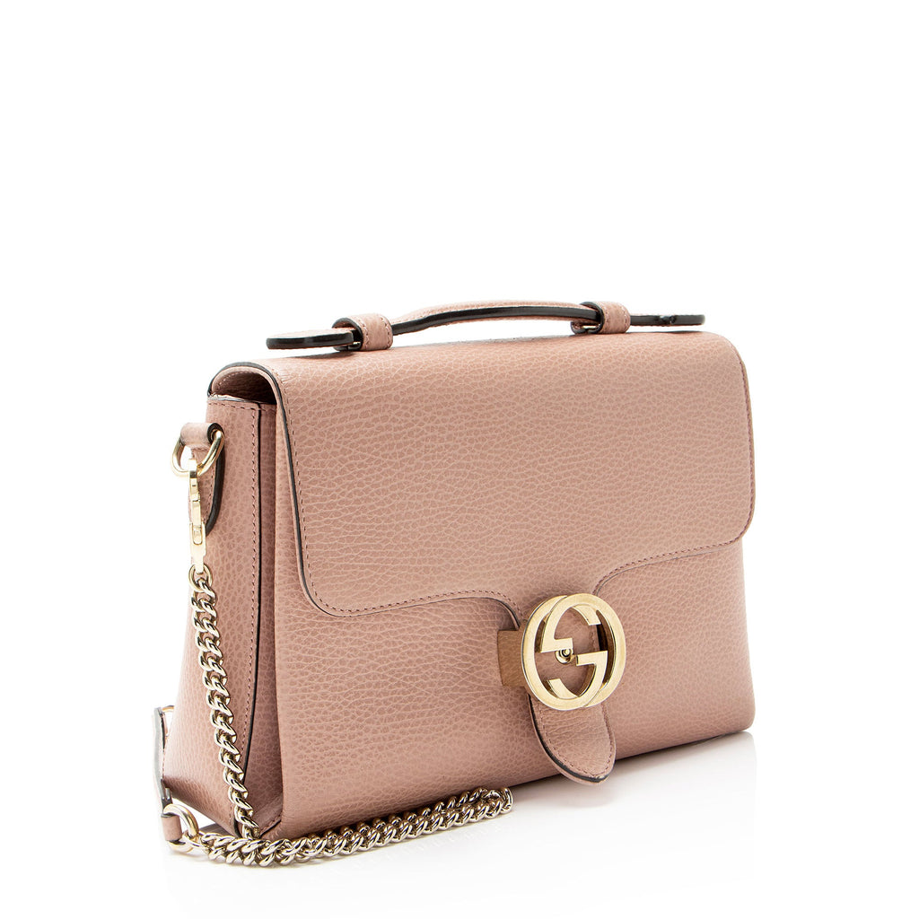 Gucci Leather Interlocking G Small Top Handle