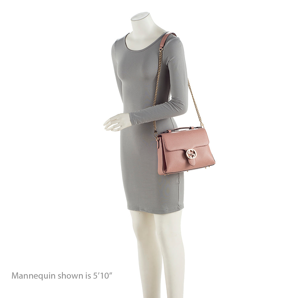 Gucci Leather Interlocking G Top Handle Shoulder Bag (SHF-19984)
