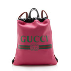 Gucci Leather Logo Drawstring Backpack (SHF-13243)
