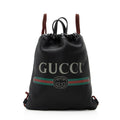 Gucci Leather Logo Drawstring Backpack (SHF-20714)