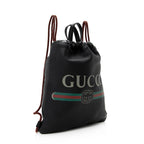 Gucci Leather Logo Drawstring Backpack (SHF-20714)