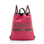 Gucci Leather Logo Drawstring Backpack (SHF-21880)