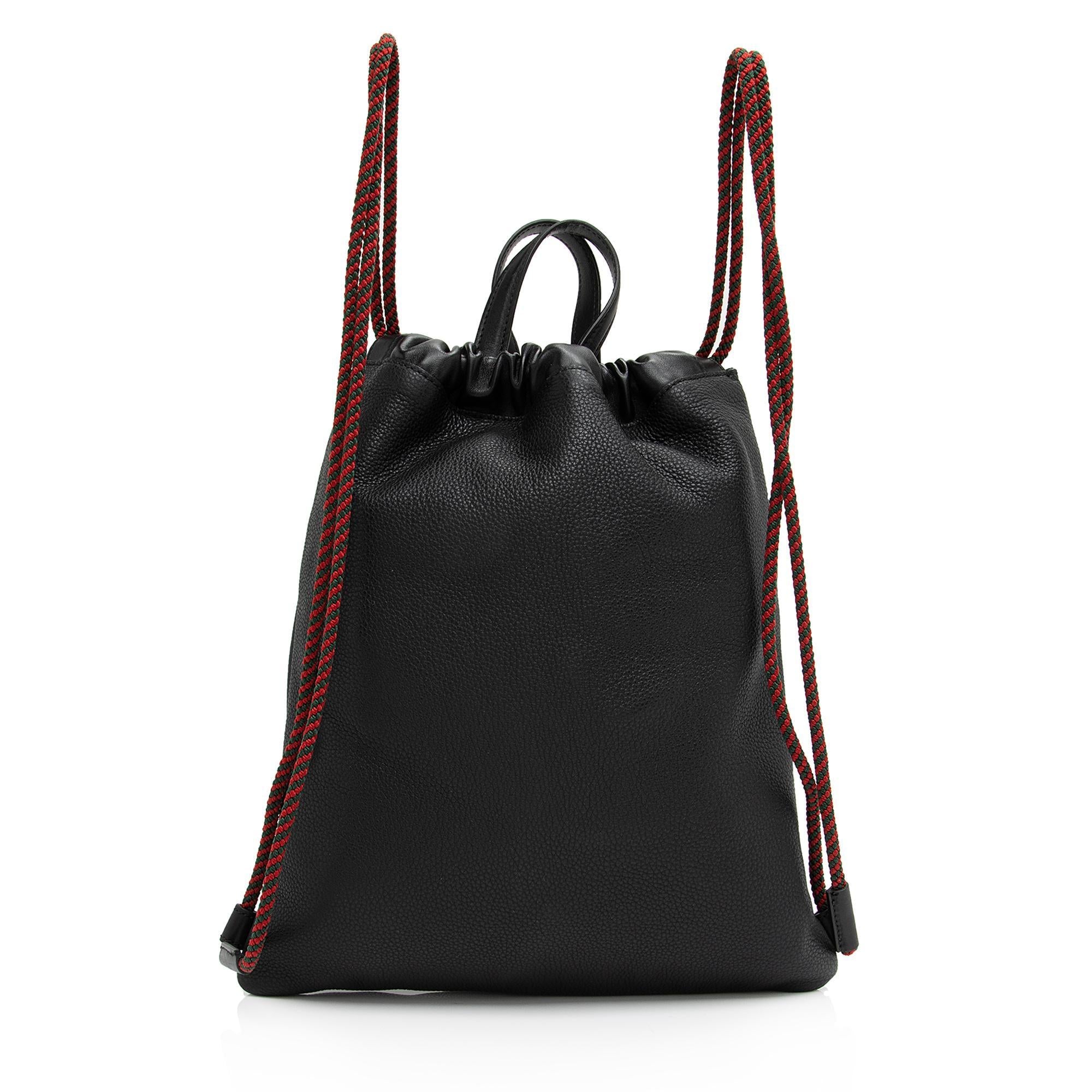 Gucci Leather Logo Drawstring Backpack (SHF-Gg5KaW)
