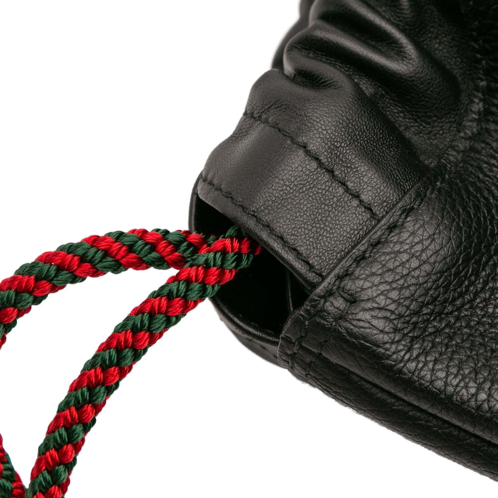 Gucci Leather Logo Drawstring Backpack