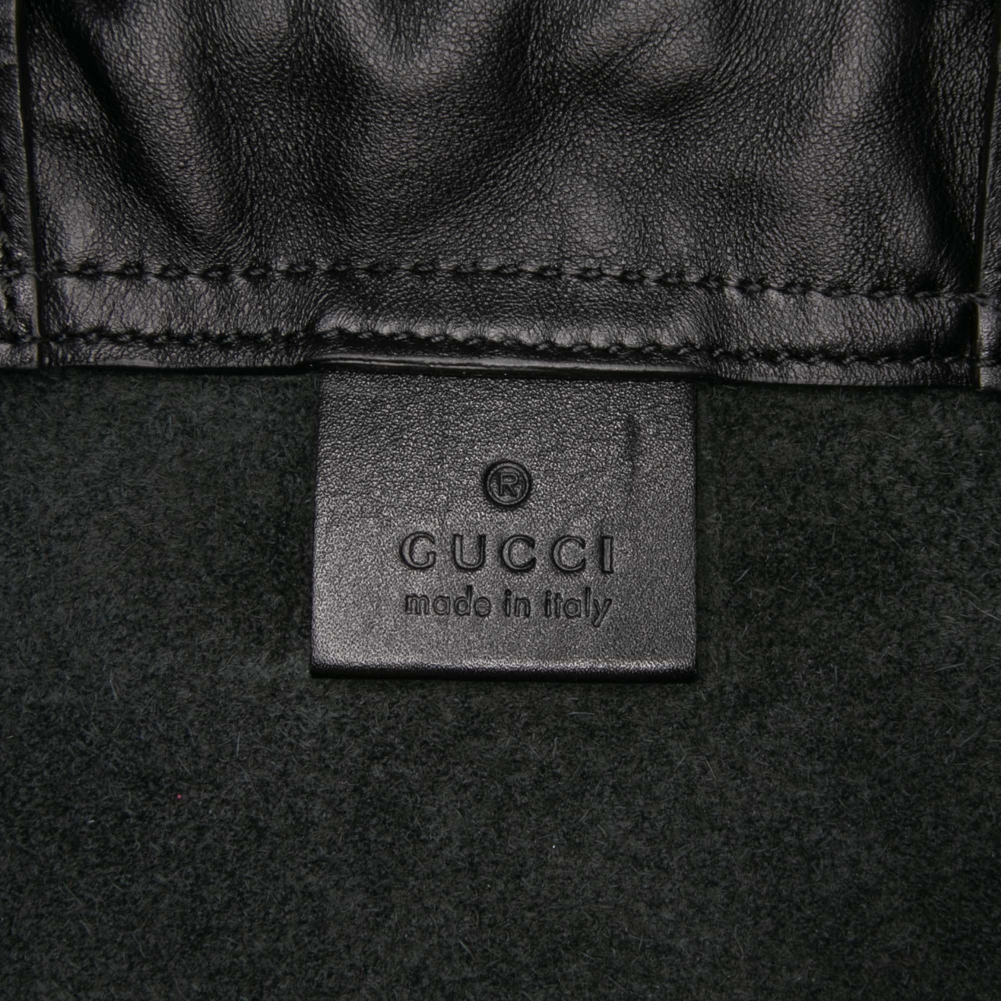 Gucci Leather Logo Drawstring Backpack