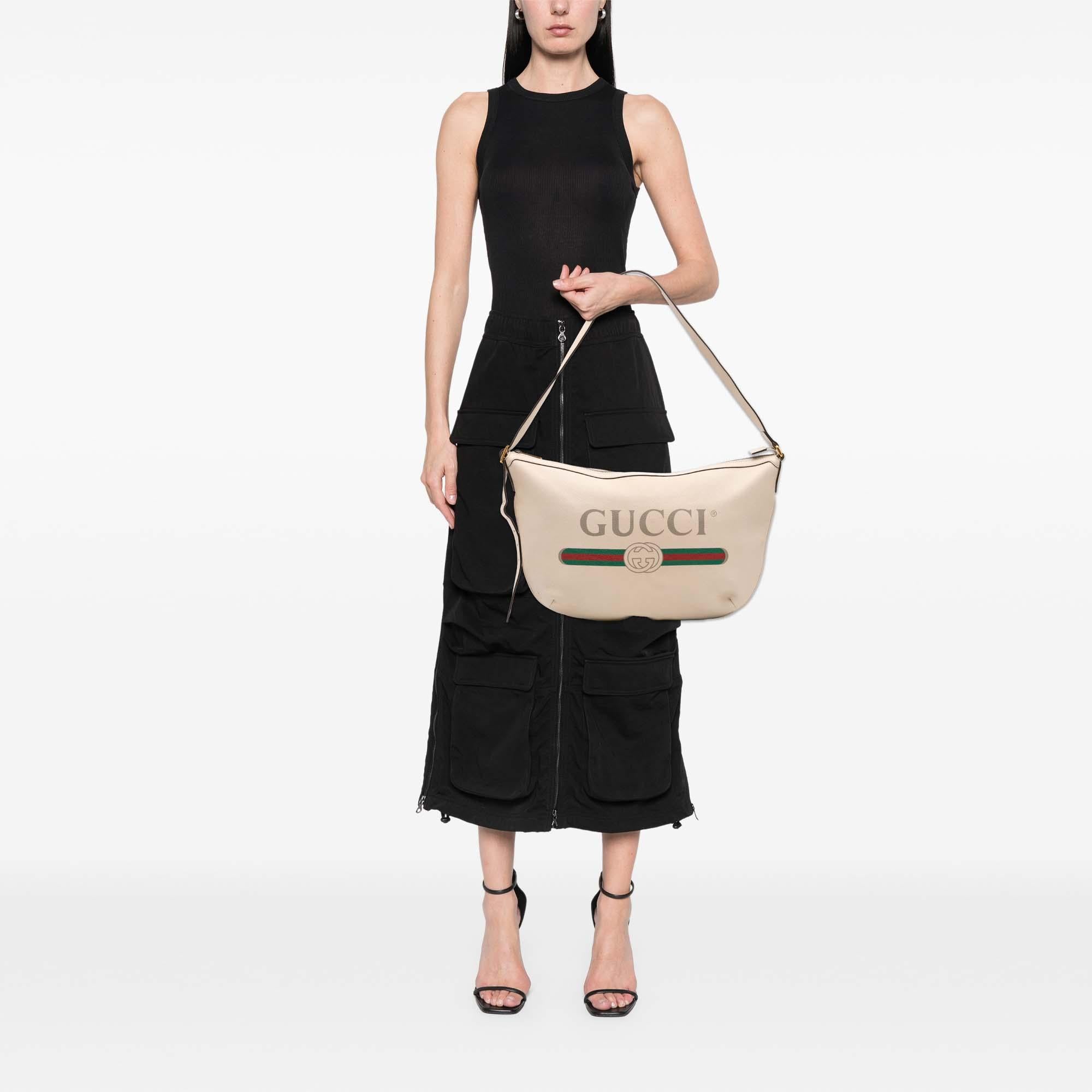 Gucci Leather Logo Half Moon Crossbody