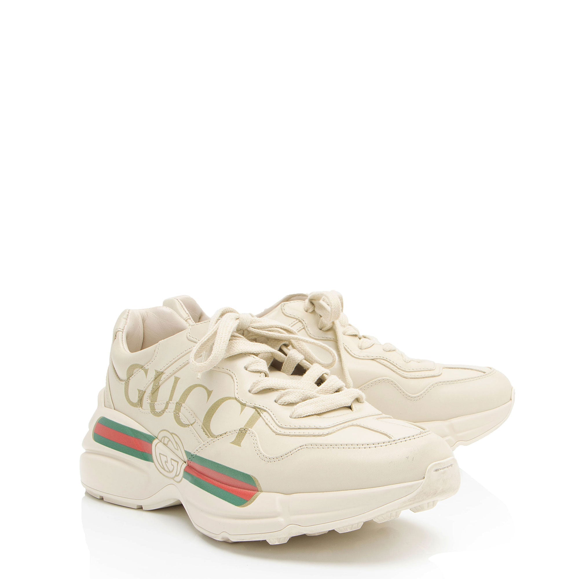 Gucci Leather Logo Rhyton Sneakers - Size 7 / 37